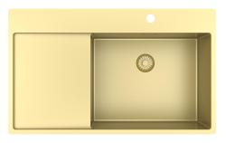 Pure.Sink Exclusivo Lavabo d'oro con zona di scolo 86x52 cm Tapwing a destra PEX5086RT-60