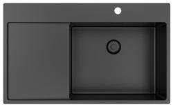 Pure.Sink Exclusivo Gun Metal lavabo con zona di scolatura 86x52 cm Tapwing a destra PEX5086RT-61