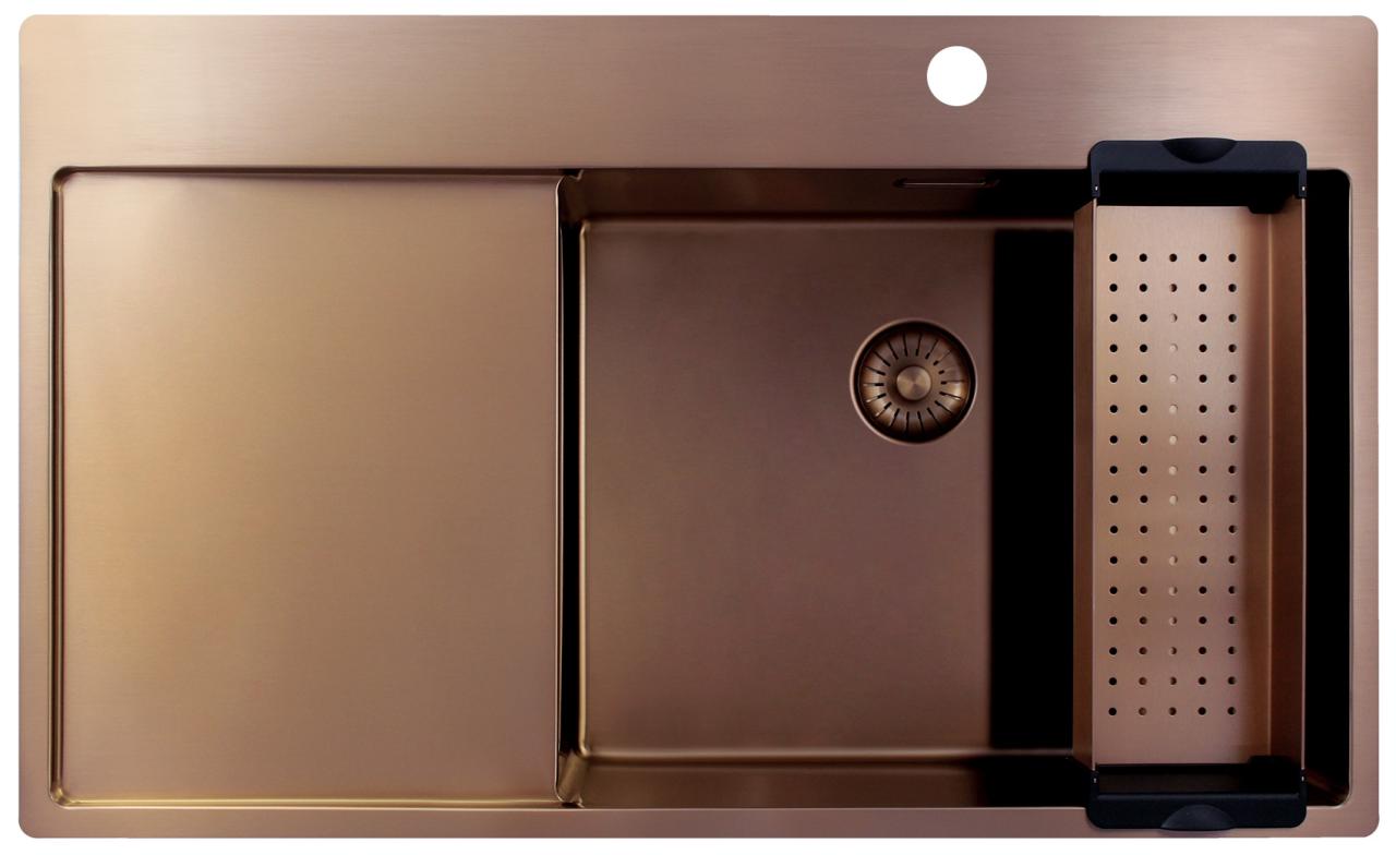 Pure.Sink Exclusivo Lavello in rame con zona di scolo 86x52 cm Tapwing a destra PEX5086RT-62 - Productafbeelding 3