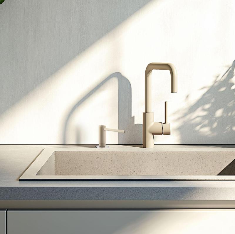 Franke Active dispenser di sapone da incasso per cucina in granito color crema di caffè 112.0633.091