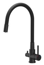 Rubinetto da cucina Quadri Selene Nero a 3 vie con bocca flessibile e connessione aggiuntiva per acqua filtrata 1208971406