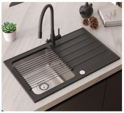Rubinetto da cucina Quadri Selene Nero a 3 vie con bocca flessibile e connessione aggiuntiva per acqua filtrata 1208971406