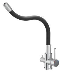 Rubinetto da cucina Quadri Selene in acciaio inox a 3 vie con beccuccio flessibile e connessione aggiuntiva per acqua filtrata 1208971407