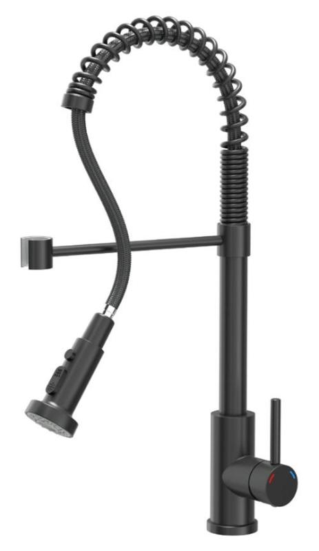 Rubinetto da cucina Quadri Redwick nero con bocchetta semi-flessibile e doccia con 2 tipi di getto più funzione di arresto dell'acqua 1208971410