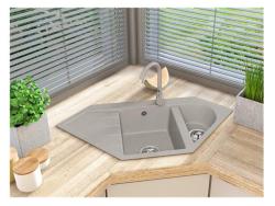 Graniteland Amiata Graniti beige Lavello ad angolo da incasso 965x496mm con tappo in acciaio inossidabile 1208971417