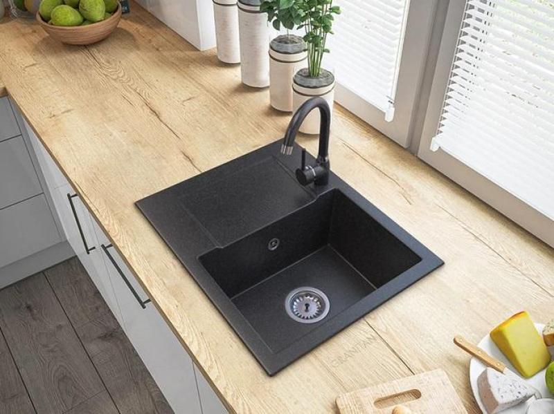 Graniteland Nex Lavandino in granito Arduin con aspetto di pietra dura con zona di scolo 574x464 mm 1208971426