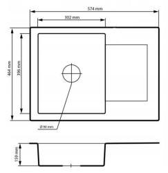 Graniteland Nex Lavandino nero in granito con zona di scolo 574x464 mm 1208971428