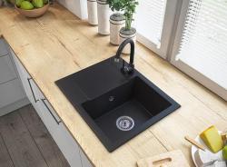 Graniteland Nex Lavandino nero in granito con zona di scolo 574x464 mm 1208971428