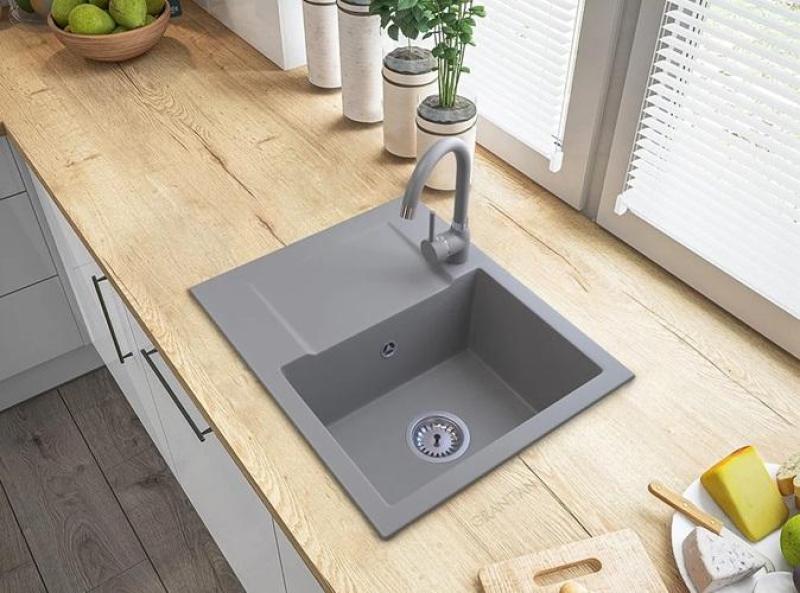 Graniteland Nex Lavabo in granito grigio con zona di scolatura 574x464 mm 1208971431
