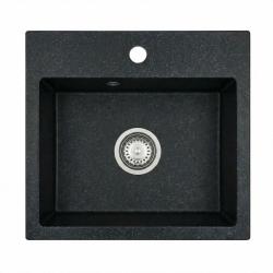 Graniteland Nera Lavabo in Granito 45x42 cm Look Pietra Blu Hardstone Installazione con Foro per Rubinetto e Tappo in Acciaio Inossidabile 1208971432