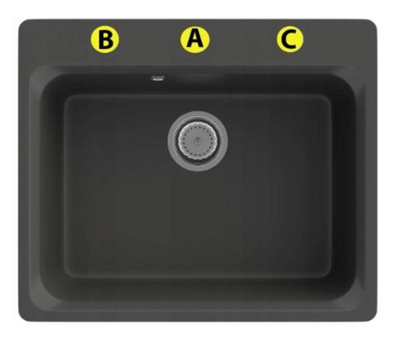 Graniteland Vastone Lavabo in granito 619x522 mm Nero con foro per rubinetto e tappo in acciaio inossidabile 1208971443