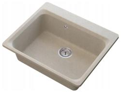 Graniteland Vastone Lavandino in granito 619x522 mm Beige da incasso con foro per rubinetto e tappo in acciaio inossidabile 1208971444