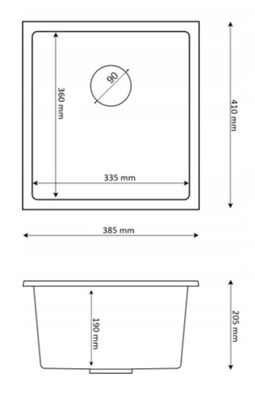 Graniteland Miniva Lavandino in granito grigio sottotop 385x410 cm 1208971453