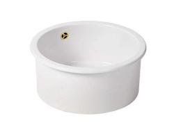 Ausmann Ceramic Ember Lavandino Ceramico Bianco Rotondo da Appoggio e da Incasso con Tappo Dorato 1208971461