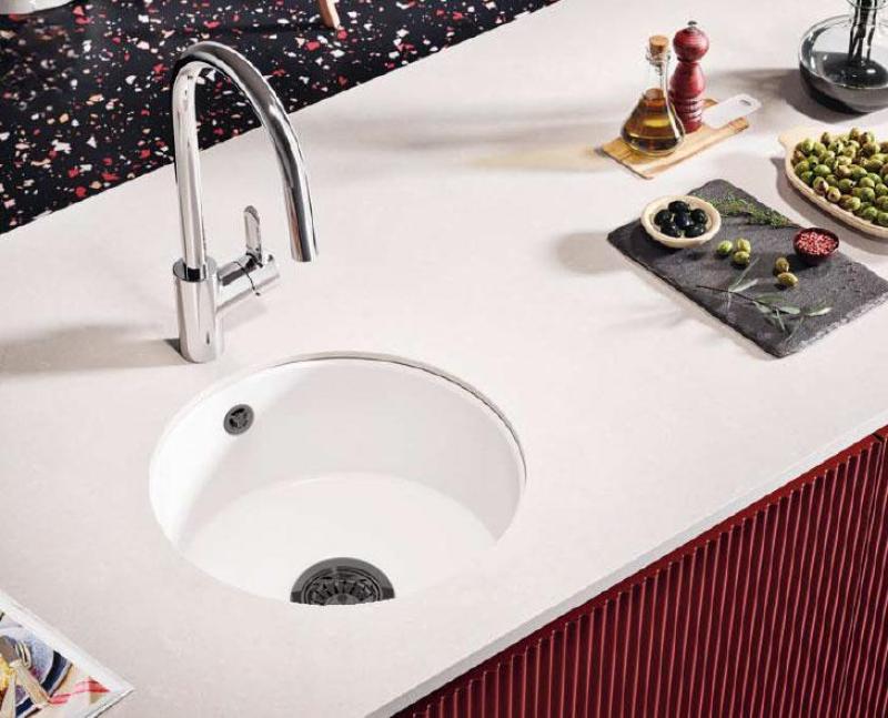 Ausmann Ceramic Ember Lavabo Ceramico Bianco Rotondo da Appoggio e Sottotop con tappo in metallo color canna di fucile 1208971463