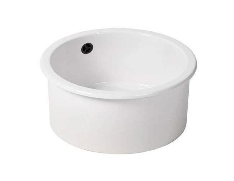 Ausmann Ceramic Ember Lavabo Rotondo Ceramico Bianco da Appoggio e Sottotop con Tappo Nero 1208971464