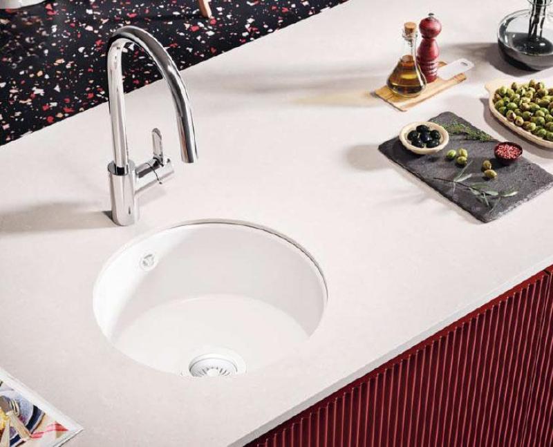 Ausmann Ceramic Ember Lavabo Ceramico Bianco Rotondo da Appoggio e Sottotop con Tappo Bianco 1208971465