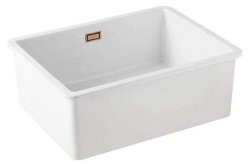 Ausmann Ceramic Mira Lavabo Ceramico Bianco - Sottotop e Semincasso 795 x 460 mm con Tappo di Rame 1208971467