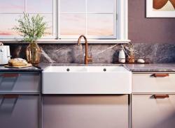Ausmann Ceramic Mira Lavabo Doppio in Ceramica Bianca - Sottotop e Intermedio 890 x 456 mm con Tappi Neri 1208971474