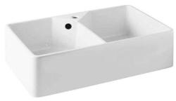 Ausmann Ceramic Mira Lavabo Doppio in Ceramica Bianca - Sottotop e Intermedio 793 x 450 mm con foro per rubinetto e tappo nero 1208971479