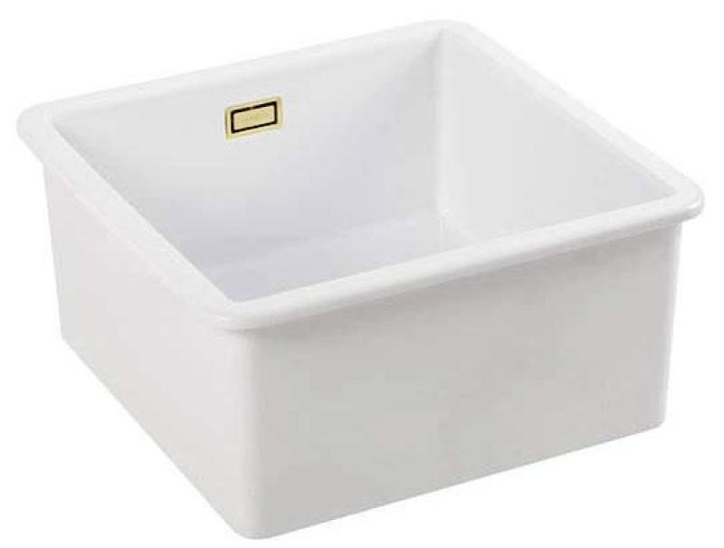 Ausmann Ceramic Ember Lavabo Ceramico Bianco Quadrato da Incasso e Sottotop 40 x 40 cm con Tappo Dorato 1208971481