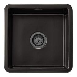 Ausmann Ceramic Ember Lavandino Quadrato in Ceramica Nera da Incasso e Sottotop 40 x 40 cm con tappo in metallo color canna di fucile 1208971488