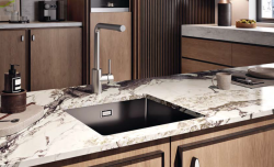 Ausmann Ceramic Ember Lavabo Quadrato in Ceramica Nero Opaco da Appoggio e da Incasso 40 x 40 cm con tappo nero 1208971489