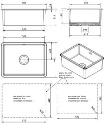 Ausmann Ceramic Ember Lavabo in ceramica bianca - Montaggio superiore e inferiore 54 x 40 cm con tappo dorato 1208971491