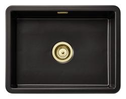Ausmann Ceramic Ember Lavabo in ceramica nero opaco - Montaggio a incasso e sottotop 54 x 40 cm con tappo dorato 1208971496
