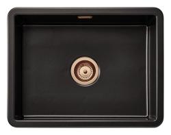 Ausmann Ceramic Ember Lavandino in ceramica nero opaco - Montaggio superiore e inferiore 54 x 40 cm con tappo in rame 1208971497