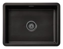 Ausmann Ceramic Ember Lavabo in ceramica nero opaco - Da incasso e sottotop 54 x 40 cm con tappo in metallo color pistola 1208971498