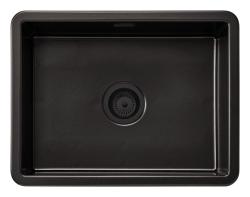 Ausmann Ceramic Ember Lavello in ceramica nero opaco - Montaggio superiore e inferiore 54 x 40 cm con tappo nero 1208971499