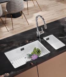 Ausmann Ceramic Ember Lavabo Ceramico Bianco Semi-incasso e Sottotop 174 x 400 mm con tappo in metallo canna di fucile 1208971503