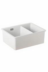 Ausmann Ceramic Ember Lavabo Ceramico Bianco da Un E Mezzo da Incasso e Sottotop 535 x 400 mm con Tappi Neri 1208971509