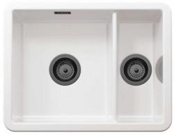 Ausmann Ceramic Ember Lavabo Ceramico Bianco Una Volta e Mezza da Appoggio e Sottotop 495 x 370 mm con tappi in metallo color pistola 1208971515