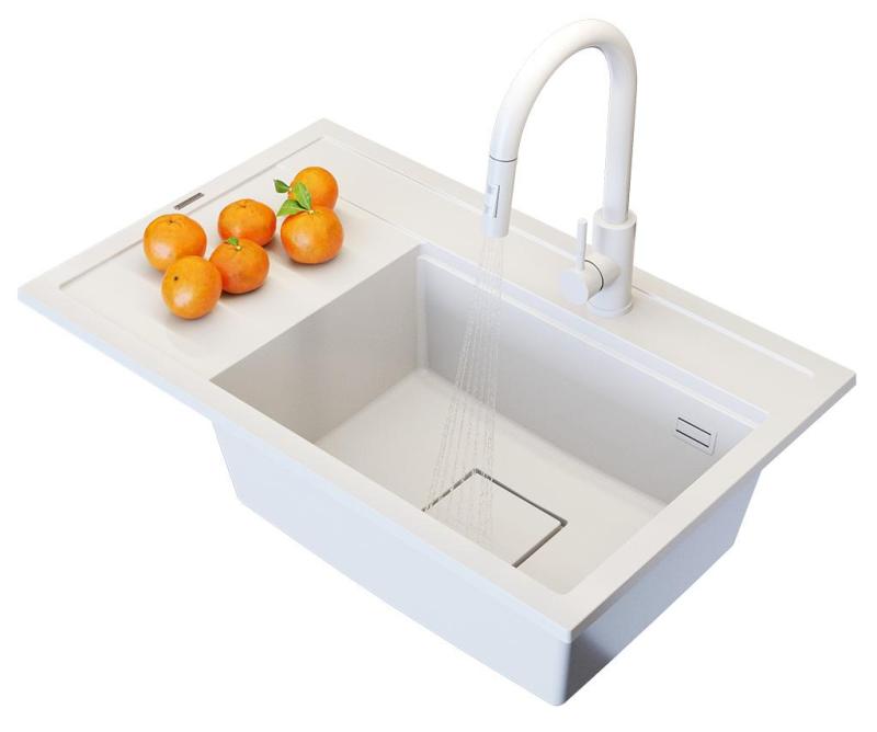 Graniteland Seta Lavabo Bianco in Granito da Incasso 80x50 cm 1208971618