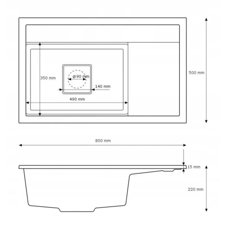 Graniteland Seta Granito nero ardesia Pietra dura Lavabo da incasso 80x50 cm 1208971619