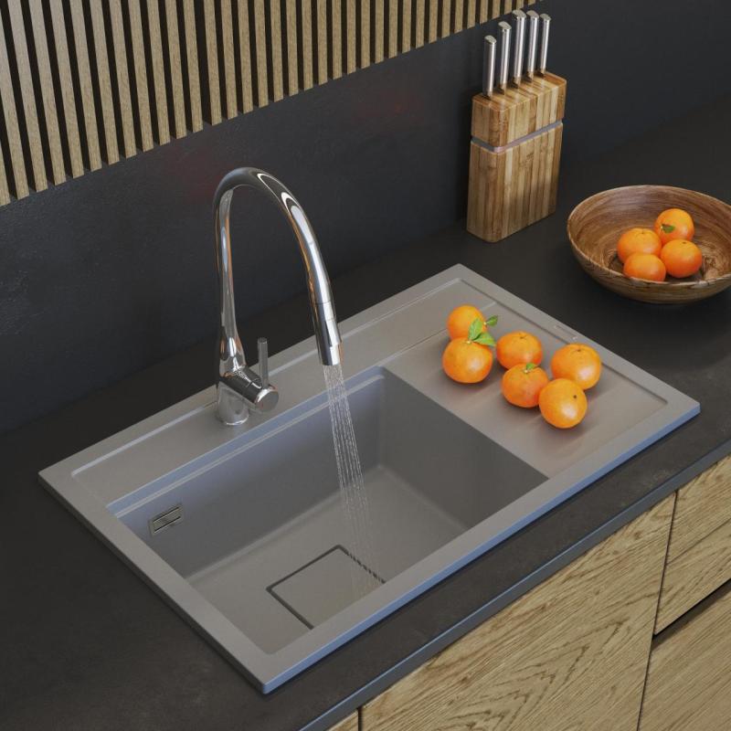 Graniteland Seta Lavabo in granito grigio da appoggio 80x50 cm 1208971621
