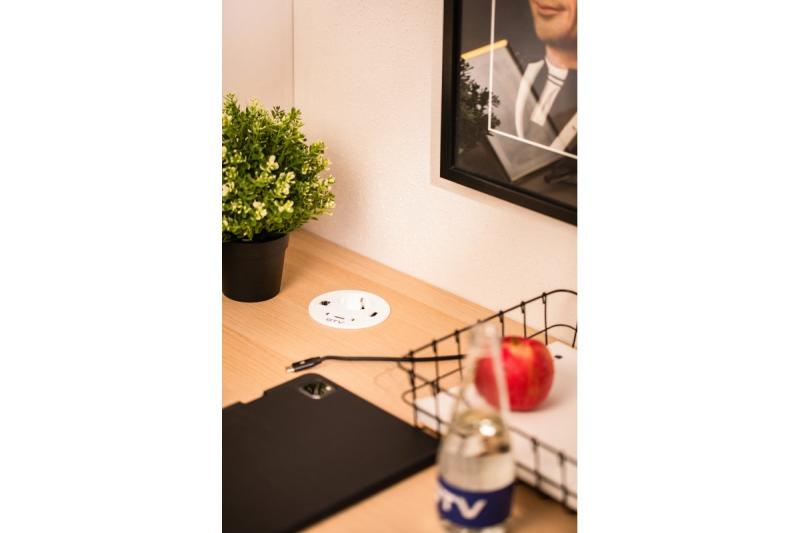 Presa da mobili RONDO, 1xSHUKO, 1xUSB-A, 2xUSB-C, HDMI, cavo RJ45 1,5 m, bianca