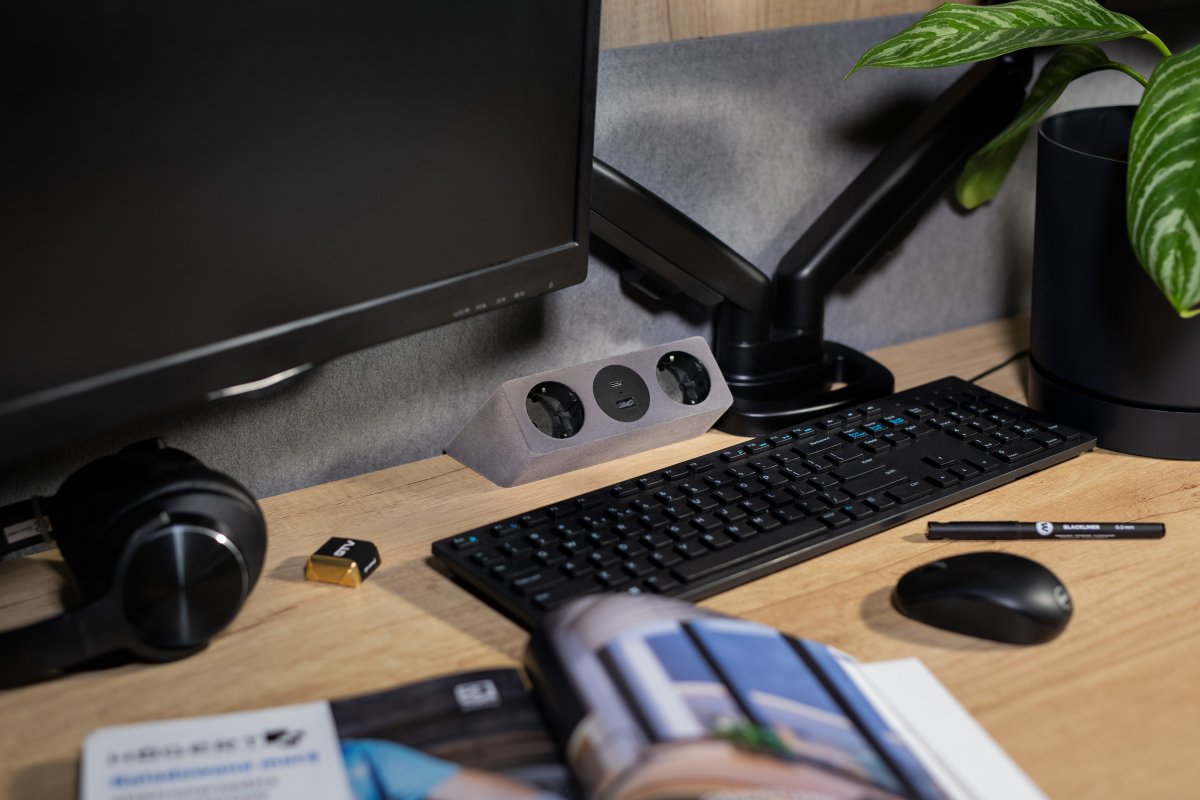Presa per mobili SOFITO, 2xSCHUKO, USB A+C, cavo 1,5 m, grigio flock - Productafbeelding 4