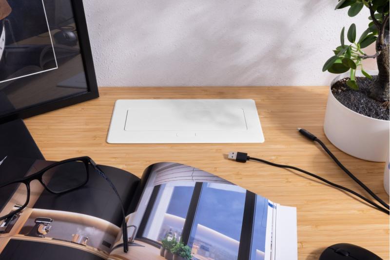 Presa per mobili MULTISOFT, 2xSHUKO, USB A+C, RJ45, cavo 1,5 m, bianco