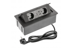 Presa per mobili MULTISOFT, 2xSHUKO, USB A+C, RJ45, cavo 1,5 m, nero
