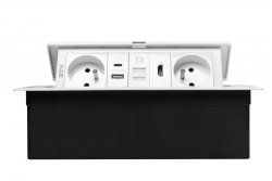 Presa per mobili MULTISOFT 2x Presa con Messa a Terra, USB A+C, RJ45, HDMI, Cavo di Alimentazione con Spina, Bianco