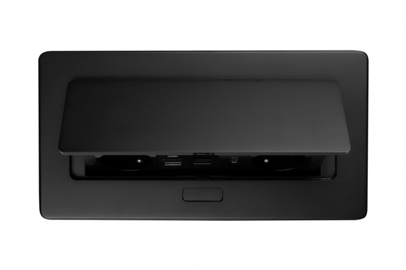 Presa per mobili MULTISOFT 2x Presa con Messa a Terra, USB A+C, RJ45, HDMI, Cavo di Alimentazione con Spina, Nero