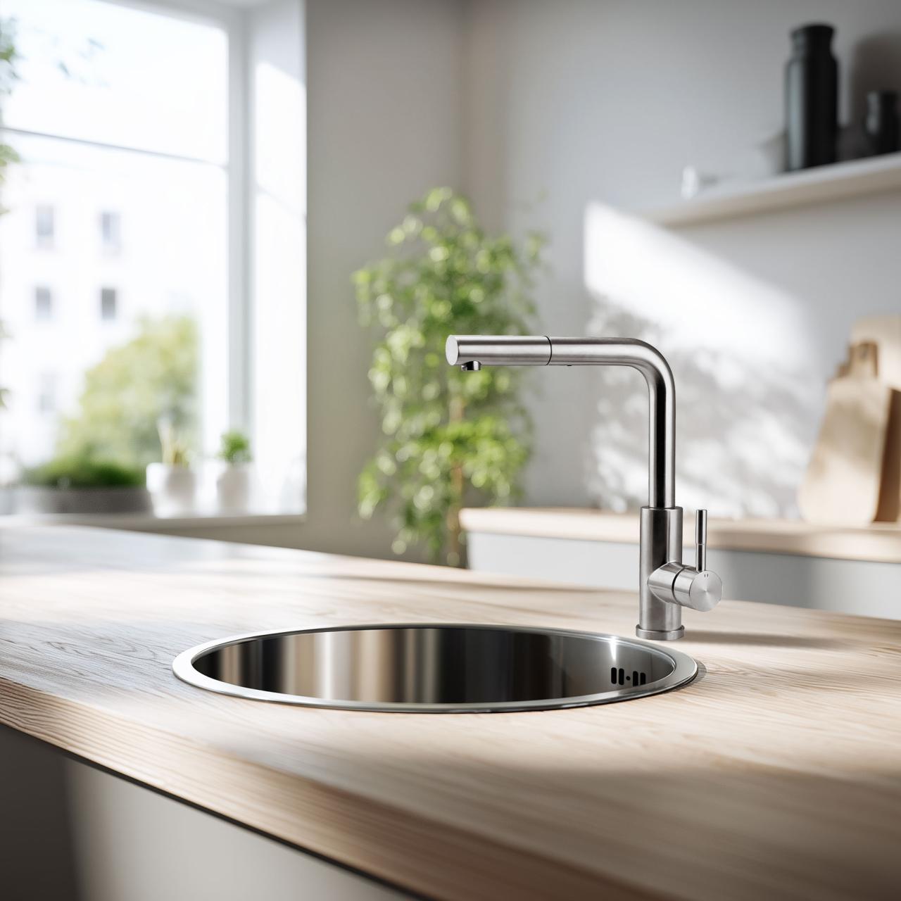 Pure.Sink Rondo RVS Lavabo Rotondo da incasso, sottotop e sopratop 38 cm PRN38-02 - Productafbeelding 4