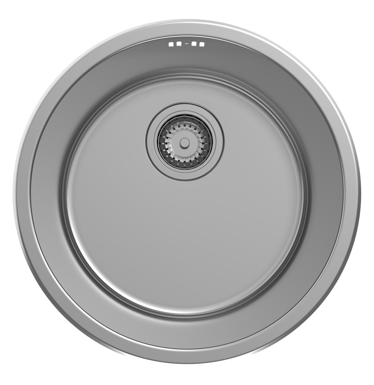 Pure.Sink Rondo RVS Lavabo Rotondo da incasso, sottotop e sopratop 38 cm PRN38-02 - Productafbeelding