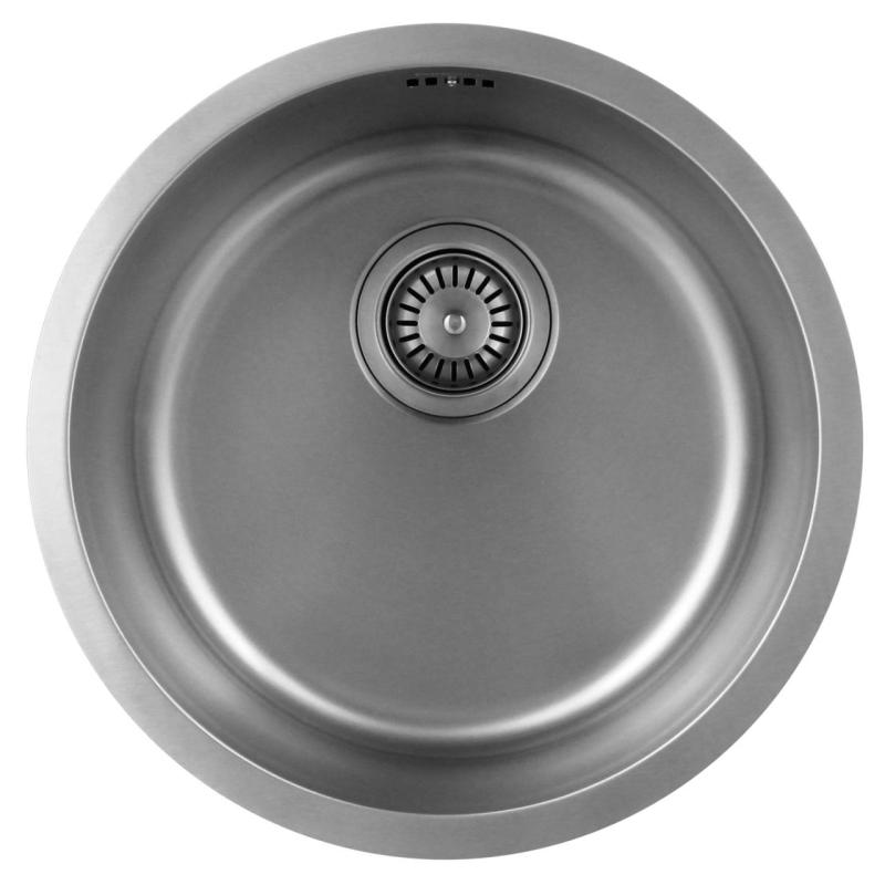Pure.Sink Rondo RVS Lavabo Rotondo da incasso, sottotop e sopratop 38 cm PRN38-02