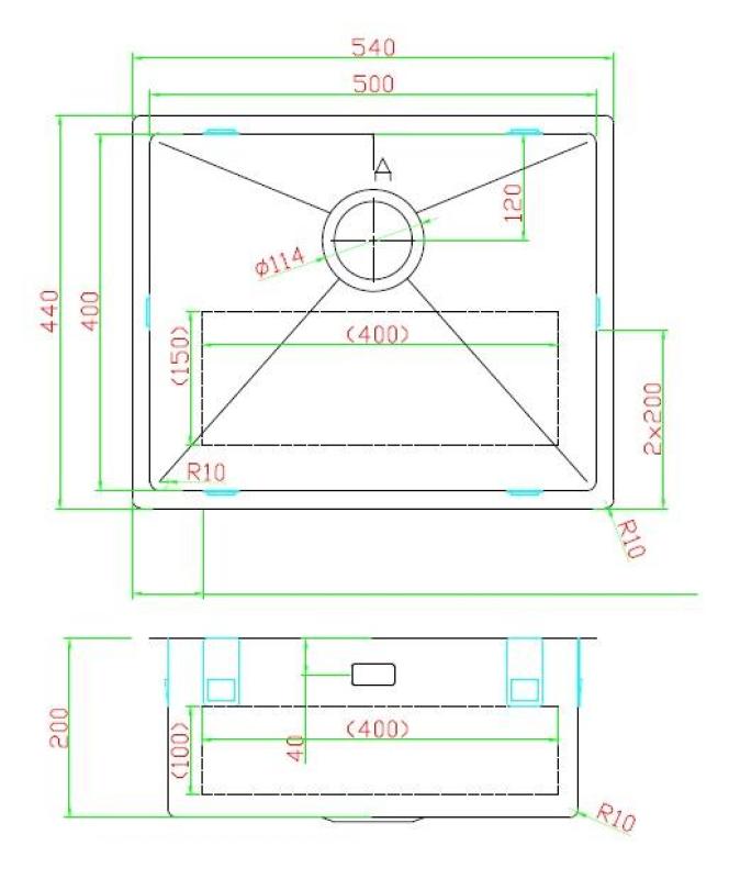 Pure.Sink Luxion Lavello in acciaio inox 50x40 cm sottopiano, incasso a filo e da appoggio  PLX5040-02