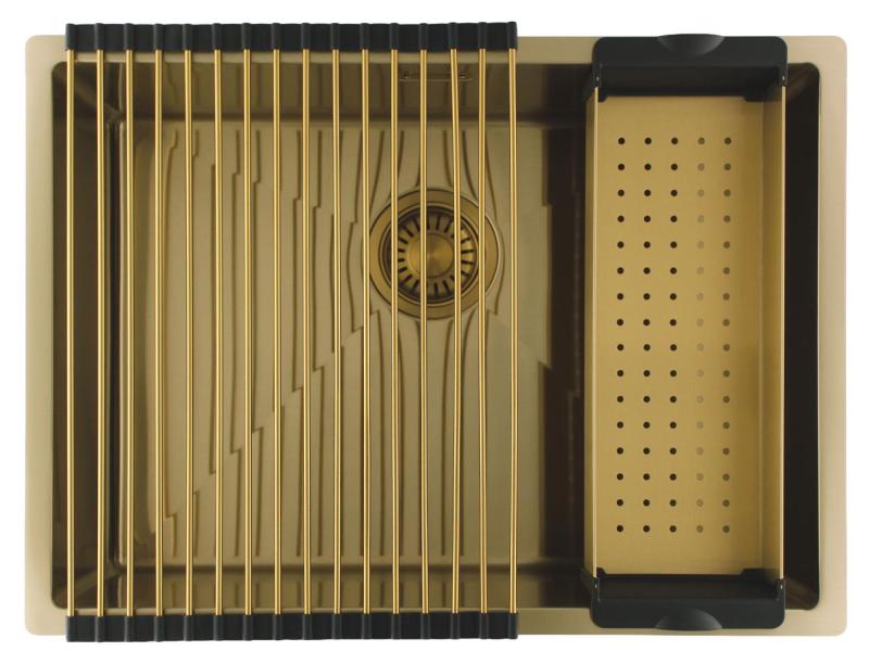 Pure.Sink Luxion Lavello dorato 55x40 cm sottopiano, incasso a filo e da appoggio PLX5540-60