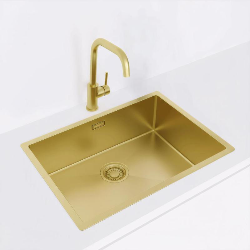 Pure.Sink Luxion Lavello dorato 55x40 cm sottopiano, incasso a filo e da appoggio PLX5540-60